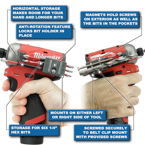 Halberd Premium Bit Holder, For Milwaukee M12 only, 2 Pack - color: M12, Premium, 2 Pack