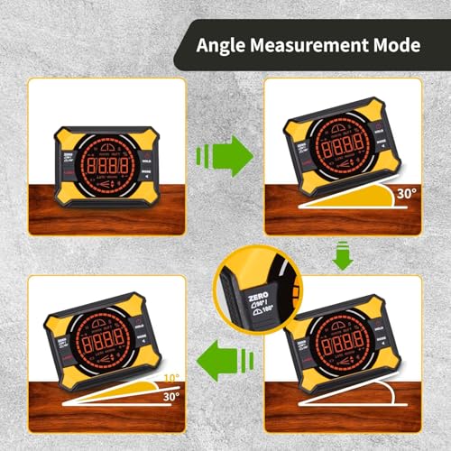Digital Magnetic Angle Gauge with Laser, (Class 2, 1mW Power Output) 3-in-1 Mini Angle Finder, Rechargeable Digital Level with Backlit LED Display, Inclinometer Protractor for for Woodworking Yellow