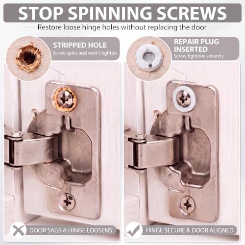 Bokon 45Pcs Stripped Screw Hole Repair Kit, #2-#16 White Wood Screw Anchors - color: White