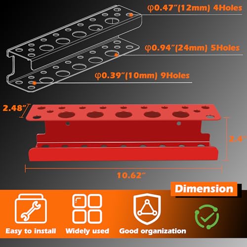 ULIBERMAGNET Magnetic Screwdriver Holder,Heavy Duty Pliers Metal Organizer Rack,Wall Mount Garage Organizer for Screwdriver, Plier, Shears,Tools Holder Rack for Garage,Tool Cart,Pegboards,Workbench - style: Red Magnetic Screwdriver Rack
