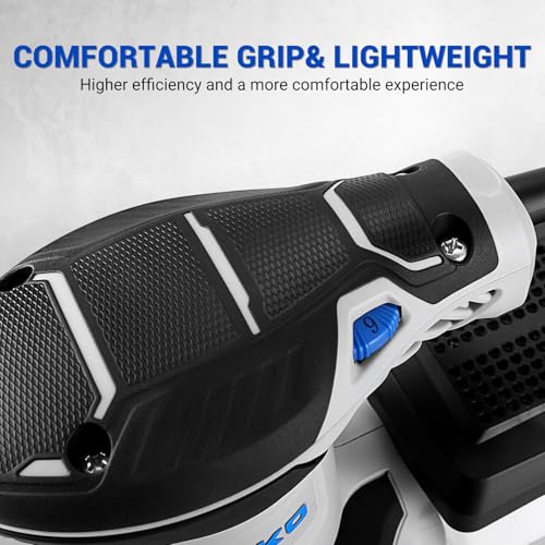 Orbital Sander Corded Hand Sander: DEKOPRO 5" Random Orbital Sander with Dust Box, 6 Various Speeds Electric Palm Sander with Dust Box, 16Pcs Sandpapers for Woodworking & Sanding (Renewed)