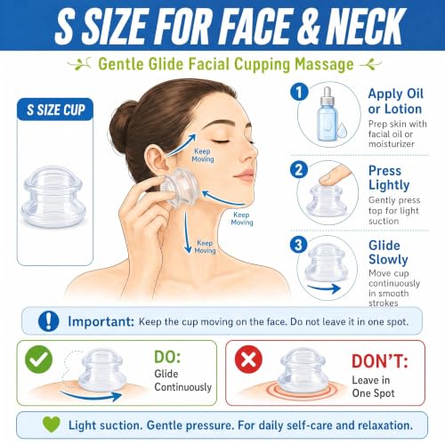 ELERA Silicone Cupping Set for Face & Body, 4 Pcs Facial Cupping Therapy Kit, Lymphatic Drainage Tool & Fascia Massage Cups for Neck, Shoulder & Muscle Pain Relief (2 Medium, 2 Small) - style: 4 Cups (M S size)