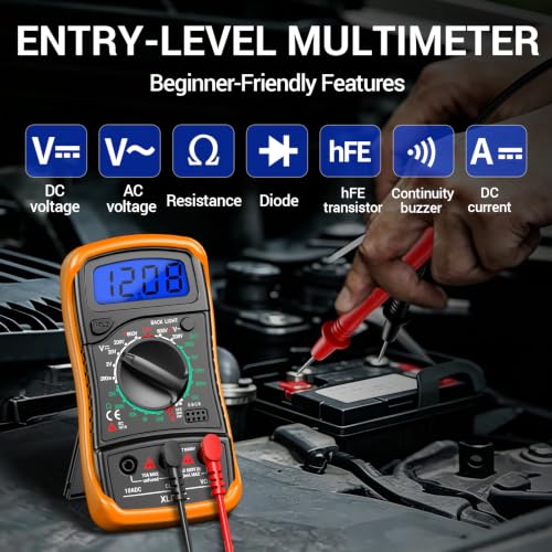 ANENG Digital Multimeter with Case, AC/DC Voltmeter, Ammeter and Ohmmeter - color: Yellow