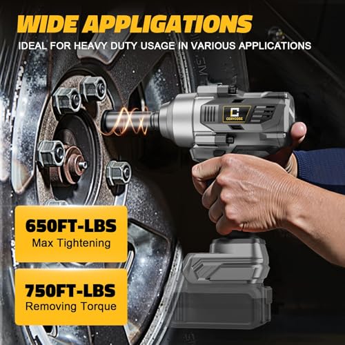 Cordless Impact Wrench 1/2 inch Compatible with Dewalt Battery, 750FT-LBS (1000N.m) Brushless Electric Impact Gun Includes LED Work Light, High Torque Impact Driver, Bare Tool Only - size: 1/2inch, style: Fit for DeWalt(750FT-lbs)