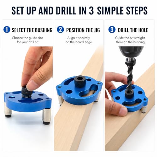 Self Centering Dowel Jig, Self Centering Doweling Jig Kit with 2/3/4/5/6/7/8/9/10mm Drill Bushings, Self Centering Drill Guide for Straight Holes, Dowel Drill Guide, Center Locator for Woodworking