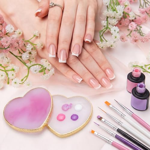 SUMAJU 2 Pack Heart Resin Nail Art Palette, Nail Art Painting Nails Polish Palette - color: purple, white