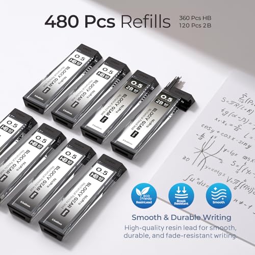 Nicpro 3 Pack Blocky Gear 0.5 mm Metal Mechanical Pencils Set with Case - style: 0.5mm