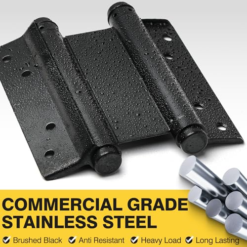 KOLET 6 Inches Double Action Door Hinges, Matte Black, 4 Pack - color: Matte Black, size: 6 Inch