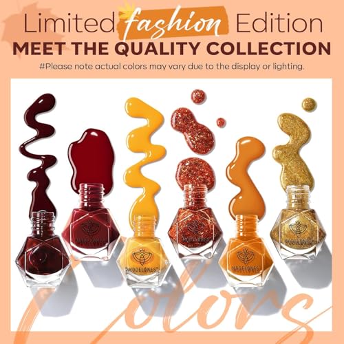modelones Fall Nail Polish Set, 6 Colors Quick Dry, Nail Art Kit - color: A0-Autumn Red