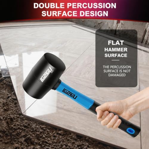 12oz Rubber Mallet Hammer, Fiberglass Handle, for Flooring, Tent Stakes, Woodworking, Camping, Soft Blow Tasks without Damage - style: 12oz Rubber Mallet