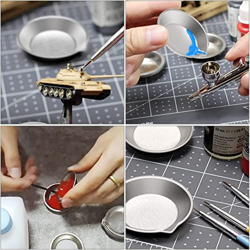Paint Stirrer and Tray Set (2 Pieces) - Stainless Steel Model Paint Mixer Tool with Double-Ended Spoon & Spatula - Small Metal Palette for Airbrush, Miniature & Hobby Building