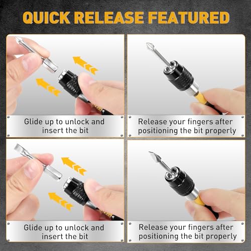 ELEAD 3-Piece Quick Change Bit Holder, 1/4" Magnetic Hex Shank Drill Bit Adapter for Screws, Nuts, Drill, bit set and Handheld Driver - style: 2.5" Standard Version