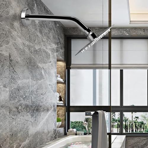 NearMoon Shower Arm with Flange, Made of 304 Stainless Steel Shower Extension Extender Pipe, Wall-Mounted for Fixed Bathroom Showerhead, Never Rust (12 Inch, Chrome Finish) - color: Chrome Finish, size: 12 Inch
