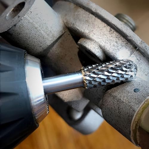 HAUTMEC Tungsten Carbide Rotary Burr Bit YG6, 1/4" Shank Double Cut Die Grinder Bit, Low Vibration Precision Rotary File for Metal Grinding, Engraving & Deburring (8MM Cylindrical Ball End), HT0199 - color: Cylindrical Ball End, size: 8mm