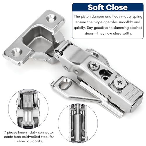 10 Pack 1/2'' Overlay Soft Close Hidden Cabinet Hinges, 105 Degree 3D Adjustable Clip On Plate Concealed Kitchen Cupboard Door Hinges with Screws - size: 1/2'' Overlay