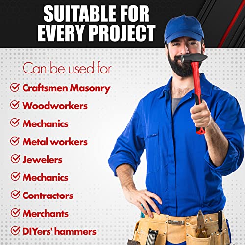 C&T 6-Piece Hammer Set, Fiberglass Handle & Mallet Set, Metal Working | Garage Home Kit | Mechanic Tools | Sledge Hammer | blacksmith Hammer | Ball Peen Hammers | Hand Tools - style: 6pc