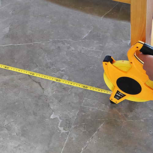 LAND 165FT/50M Heavy Duty Fiberglass Tape Measure - 1/2-Inch Wide, Dual Inch/Metric Scale, Durable Open Reel Measuring Tape for Surveying, Engineering, Runway Construction - size: 50 m