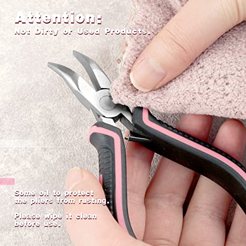 Mini Bent Nose Pliers with Smooth Jaws, 5 Inch Pink Tool for Women's Jewelry Making - style: Bent Nose Plier