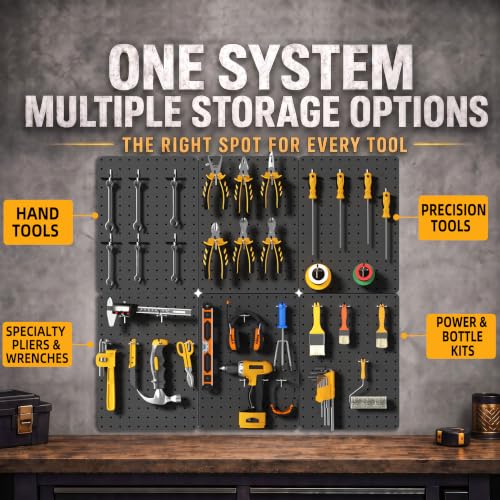 Steel Pegboard Tool Wall Organizer, 6Pack 14.76 x 10.82 in, 6 Bins, Black - color: Black, size: 14.76"x10.82"- 6 Pcs