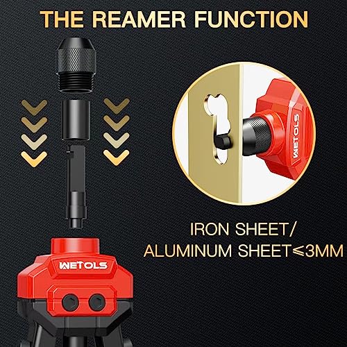 WETOLS 3 in 1 Rivet Gun with 5 Rivet Heads, Rivet Nut Tool Kit, Reamer Set - size: 3 in 1 rivet nut tool