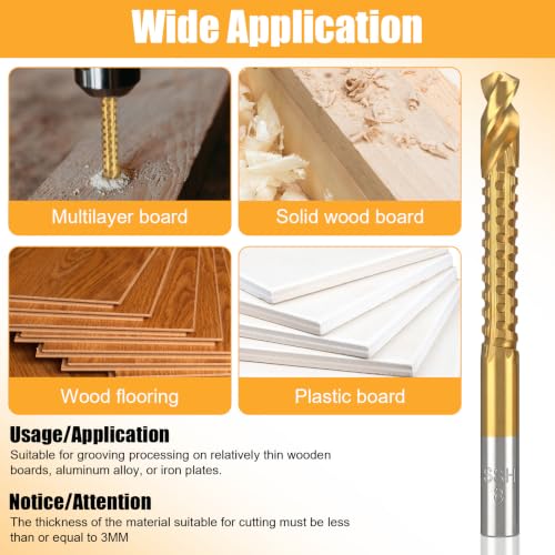 6PcsTitanium Coated HSS Twist Drill Bits 3-8mm Side Cutting Drill Bit