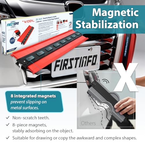 FIRSTINFO Metal-LOCK-Powerful-Magnet -Attached 20 inch (508mm) Lockable & Twin Scale Widen Profile Contour Shape Duplicator Gauge Convenient for Magnetic Attraction