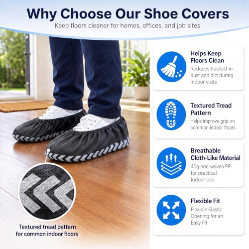 Innovative Haus Black Disposable Shoe Covers Non Slip Booties, XL, 50 Pack - style: 50 Pack
