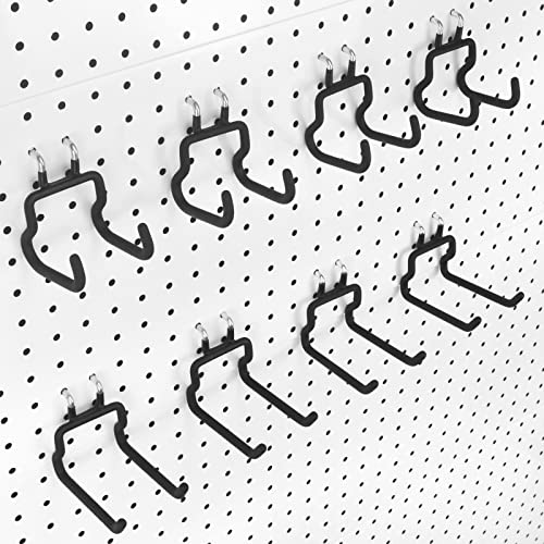 Pegboard Hooks, 8 Pack Peg Board Tool Utility Hooks & Hangers (Black) - color: Black