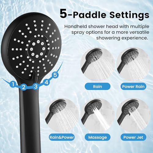 Shower Head with Handheld, High Pressure Black Rain Shower Head - color: A-Matte Black, style: Rectangular 12"