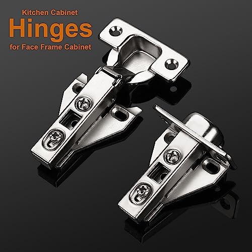 Probrico 12 Pairs（24 Pack） Kitchen Cabinet Hinges for Face Frame Cabinet, Concealed Cabinet Hinges Brushed Satin Nickel with Mounting Screws - size: 12 Pairs