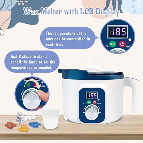 KQU Digital Wax Melting Pot with Temperature Control for Candle Making - size: Wax Melting Pot Kit 9pcs