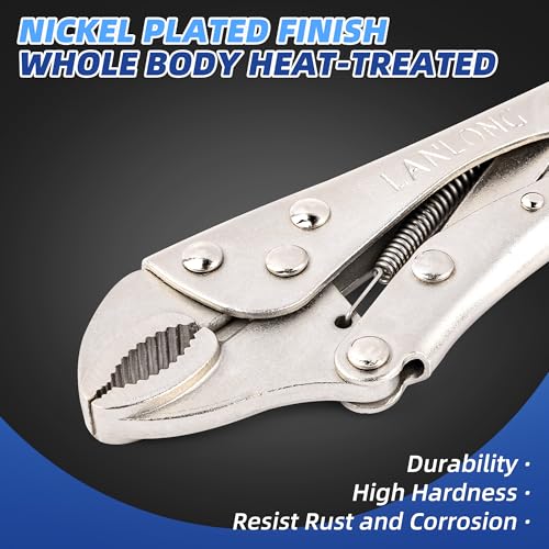 URASISTO 7-Inch Locking Pliers, Curved Jaw Locking Pliers with Wire Cutter, Fit for Clamping Twisting Welding