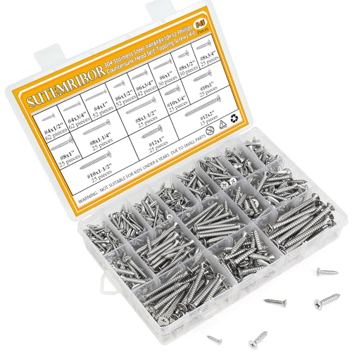 545 Pieces #4#6#8#10#12 Wood Screws Set, Phillips Countersunk Head #4#6#8#10#12 Self-Tapping Screws Assortment Kit, 304 Stainless Steel - size: Wood Screws Kit (#4#6#8#10#12), style: Phillips Countersunk Head