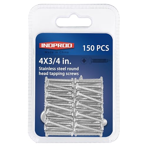 #4x3/4 Wood Screw, Phillips Pan Round Head, 304 Stainless Steel, Self Tapping Sheet Metal Screws, M3 x 20mm, 150-Piece - size: #4x3/4" (M3x20mm)