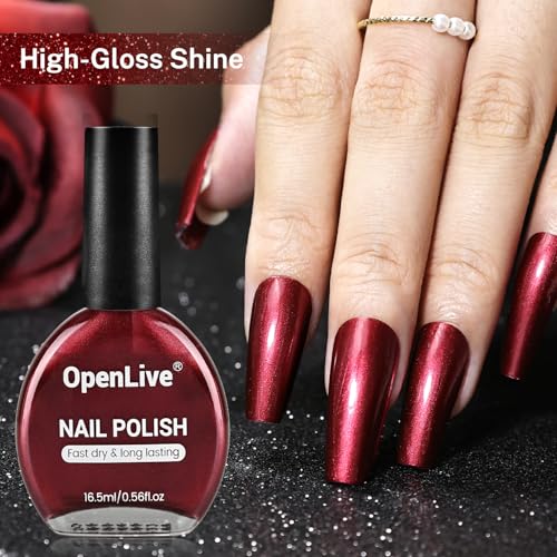 OpenLive 16.5ml Red Glitter Nail Polish Large Volume Nail Polish - color: Red Glitter