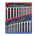 Hitork 24-Piece Combination Wrench Set, SAE (1/4"–1") & Metric (8–24mm), Cr-V Steel, Mirror Chrome Finish, 12-Point Box End, 15° Offset, with Roll Pouch – Ideal for Home, Garage & Auto Repair - style: 24 Piece Set SAE & Metric