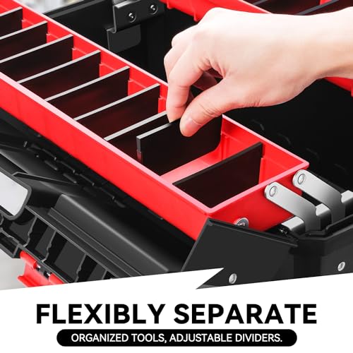 Auto Dynasty Foldable 2-layer Tool Box w/Non-Slip Handle Tray Storage, Red - color: Red, size: 2-Layer