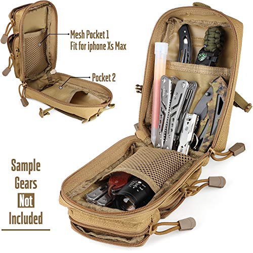 LIVANS Tactical Molle Utility Pouch, EDC Tool Pouch, Small Admin Pouch - color: Khaki