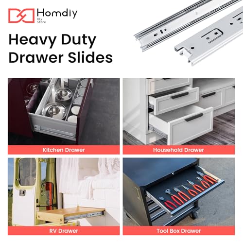 homdiy Side Mount Drawer Slides 14 Inch 1 Pair Heavy Duty 100 LB Capacity - size: 14 Inch