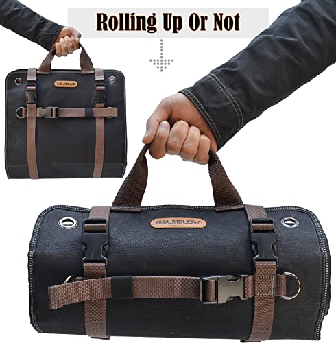 WELKINLAND Heavy-Duty Waxed Canvas Tool roll, 15-Pocket 15L Tool Wrap Roll