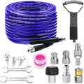 100FT Sewer Jetter Kit for Pressure Washer, 5800PSI Drain Cleaner Hose - color: Purple-100FT hose