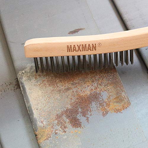 MAXMAN Wire Brush, 14" Stainless Steel Bristle, Heavy Duty Rust Remover - style: 1 Stainless Steel Brush