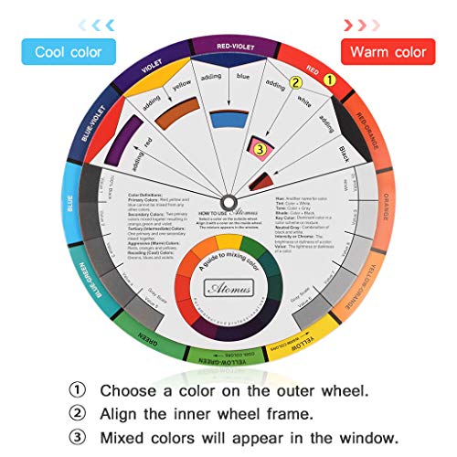 JimKing Creative Color Wheel, Paint Mixing Learning Guide, Art Class Teaching Tool for Makeup Painting Tattoo,Blending Board Chart Color Mixed Guide Hardboard(9.25inch) - style: Classic