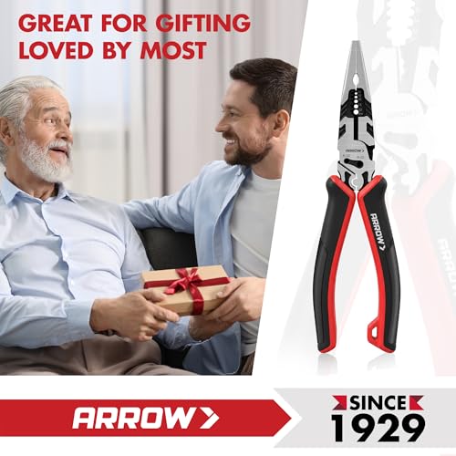 ARROW 6-in-1 Needle Nose Pliers, 8" Multipurpose Long Nose Pliers