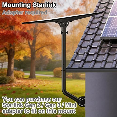 40" Heavy Duty Adjustable Antenna Wall Mount – Iron Spray Paint J-Pole Solid Mast Bracket for Starlink (Adapter Required), TV Antennas, Weather Stations – 1.38" OD Pivot Base (Black) - color: 40‘’ Long Wall Mount Black