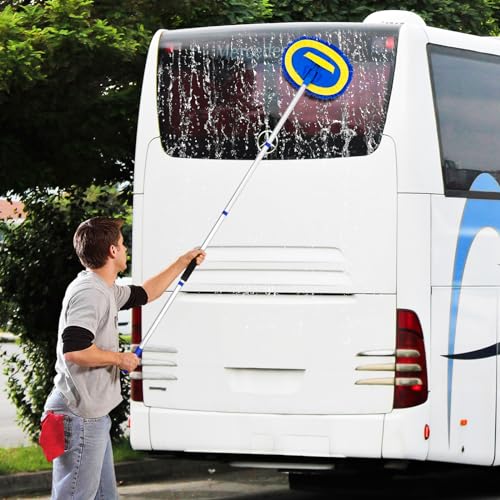 Ordenado 62" Car Wash Brush Kit Mitt Mop Sponge with Long Handle Chenille Microfiber Car Cleaning Brush Kit Supplies Car Washing Mop Kit Car Care Kit of Scratch-Free Replacement Head for Car RV Truck - color: B-blue