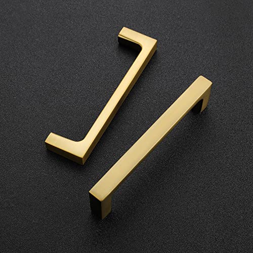Ravinte Brushed Brass Solid Pulls Cabinet Handles 3-3/4 Inch 10 Pack - size: 3-3/4 Inch Hole Center