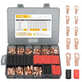 160PCS Thick Copper Lugs Ring Terminal Wire Connector & Heat Shrink - color: Bare Copper
