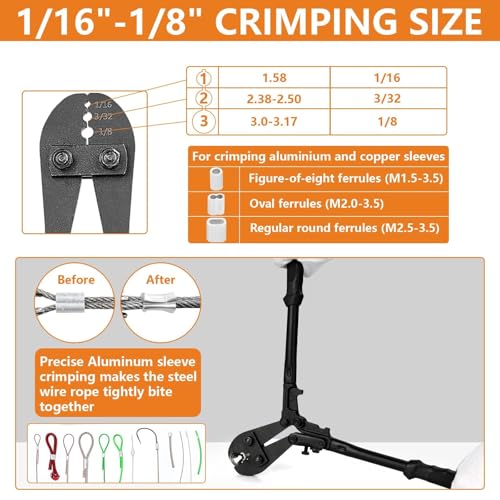 TooTaci Wire Rope Crimping Tool, 14 inch Wire Rope Swaging Tool