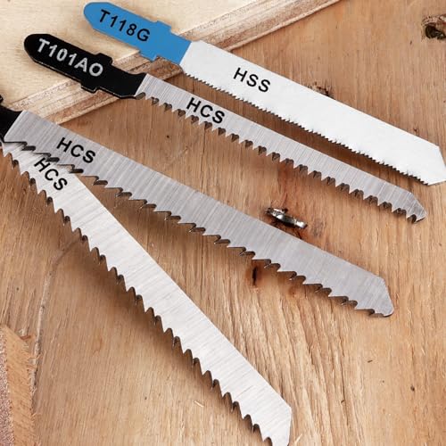 40 Pieces Jigsaw Blades Set for Wood, Plastic and Metal Cutting, T-Shank Jig Saw Blades Multi-Purpose Replacement Kit(T101B,T118G,T101AO,T101BR)